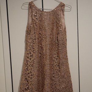 Belle by Badgley Mischka Metallic Rose Lace Swing Dress